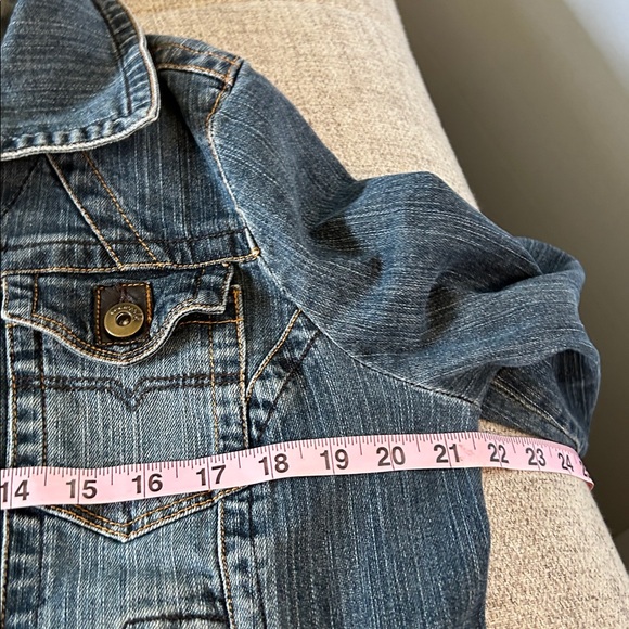 ONE WORLD DENIM ZIP UP FOUR FRONT BUTTONED POCKETS DISSTRESSED HEM SZ XL - Picture 10 of 13